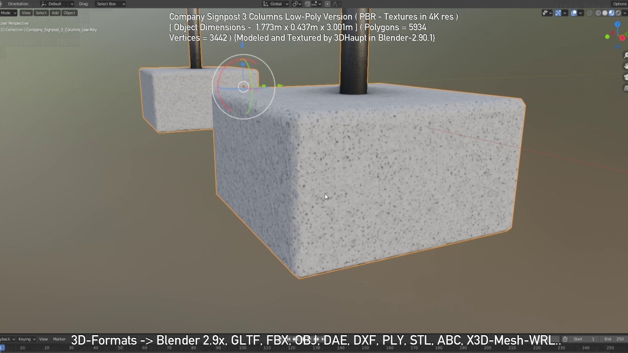 Company Signpost 3 Columns Low-Poly Version Low-poly 3D model_10