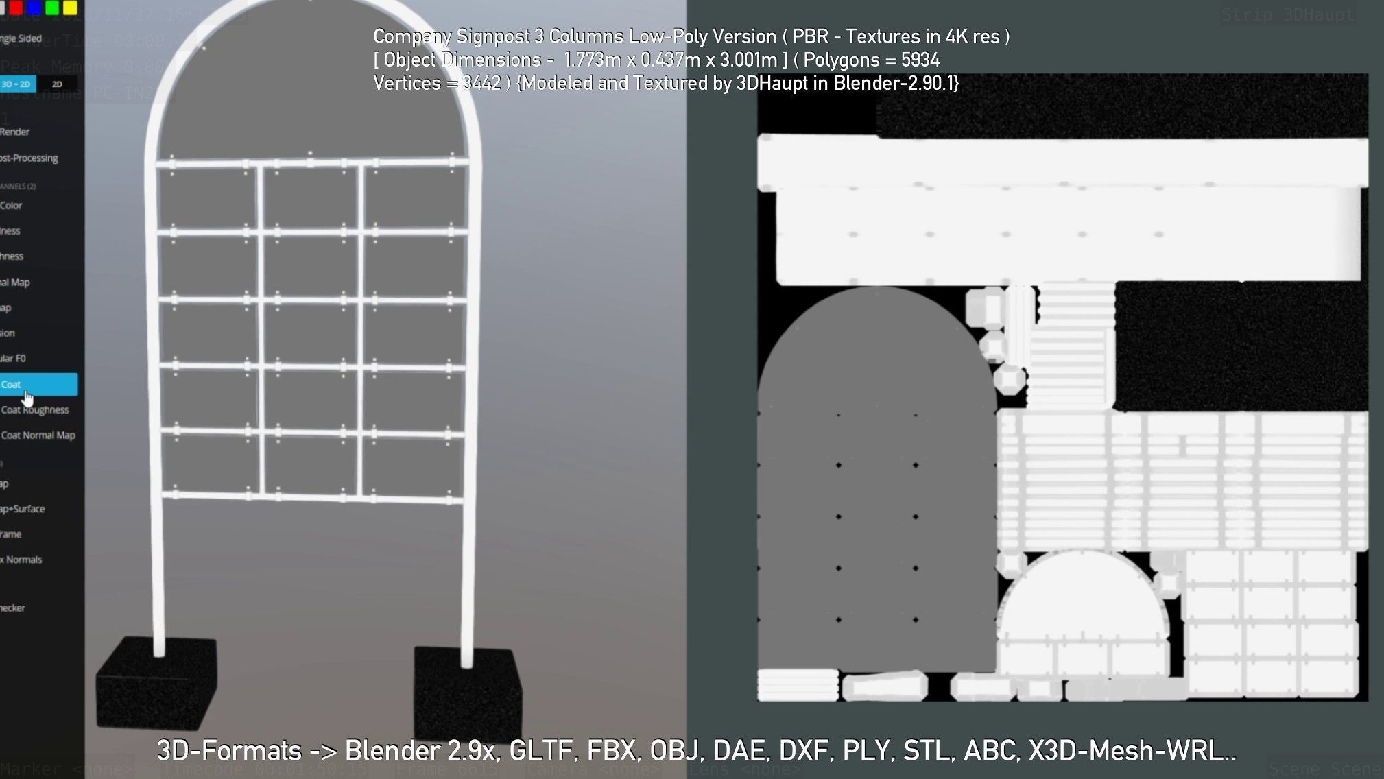 Company Signpost 3 Columns Low-Poly Version Low-poly 3D model_31