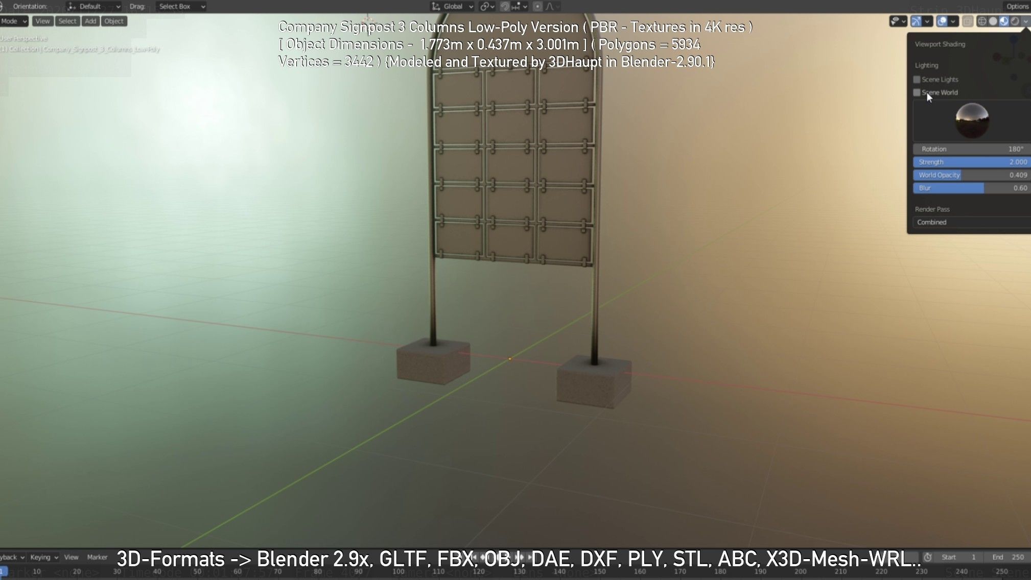 Company Signpost 3 Columns Low-Poly Version Low-poly 3D model_56