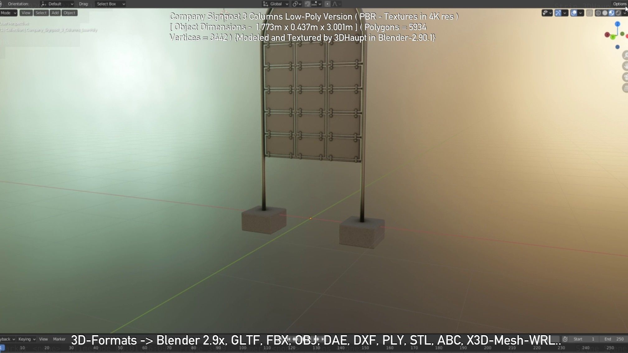 Company Signpost 3 Columns Low-Poly Version Low-poly 3D model_79