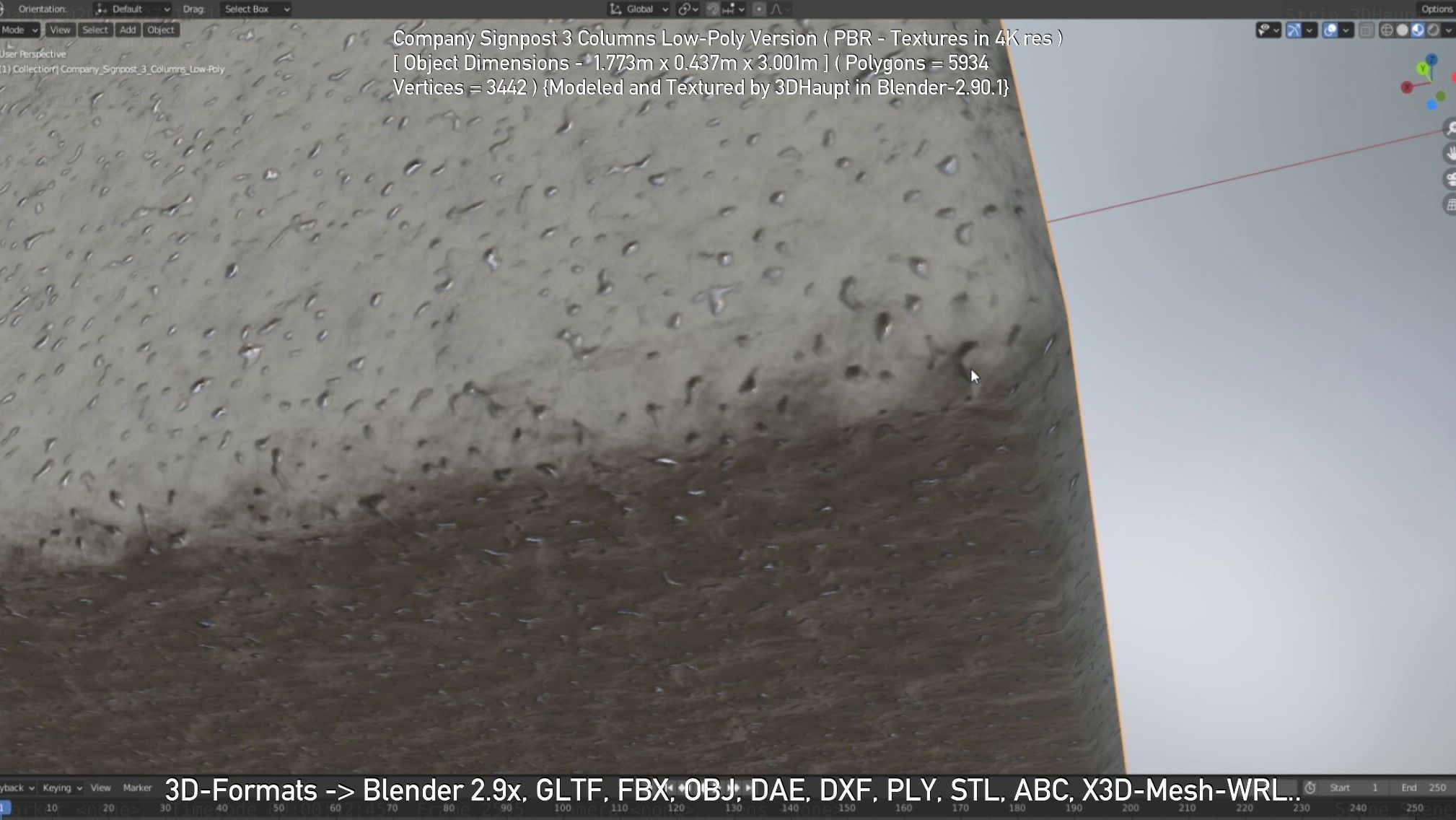 Company Signpost 3 Columns Low-Poly Version Low-poly 3D model_5