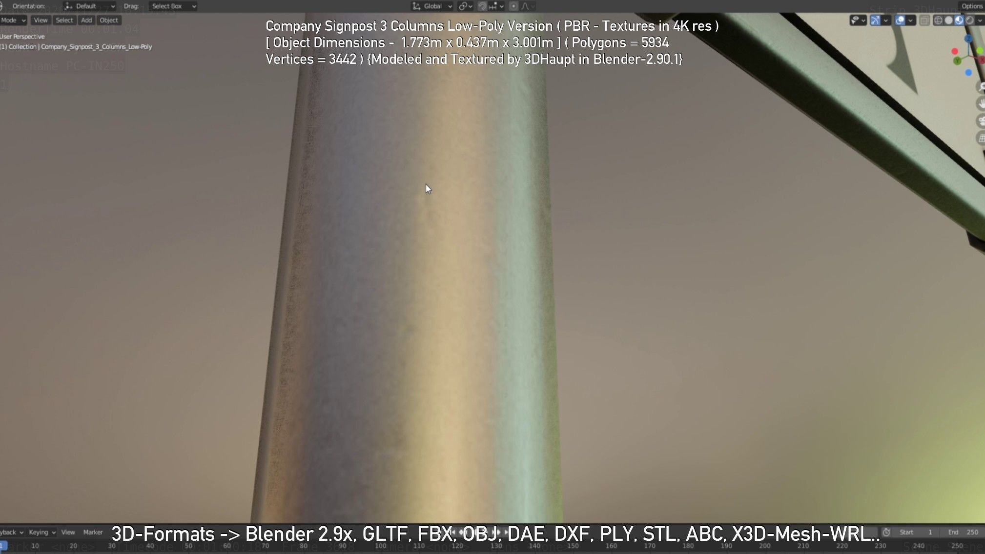 Company Signpost 3 Columns Low-Poly Version Low-poly 3D model_136