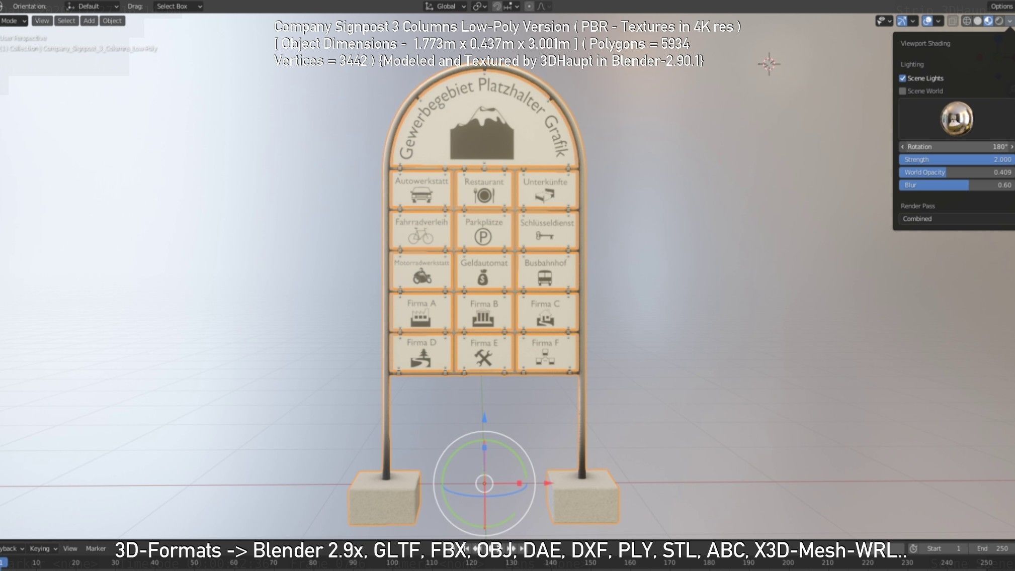 Company Signpost 3 Columns Low-Poly Version Low-poly 3D model_97