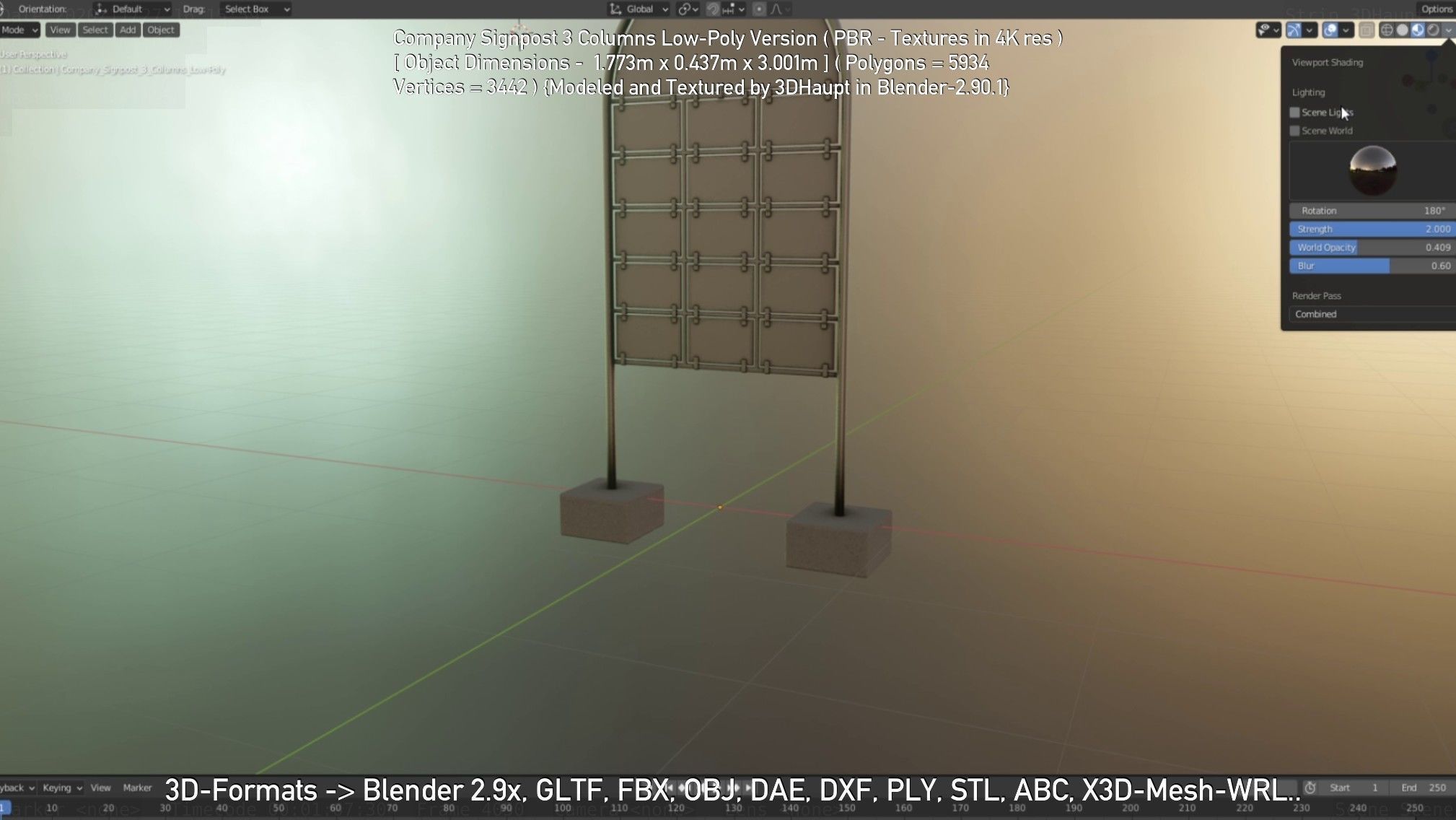 Company Signpost 3 Columns Low-Poly Version Low-poly 3D model_138
