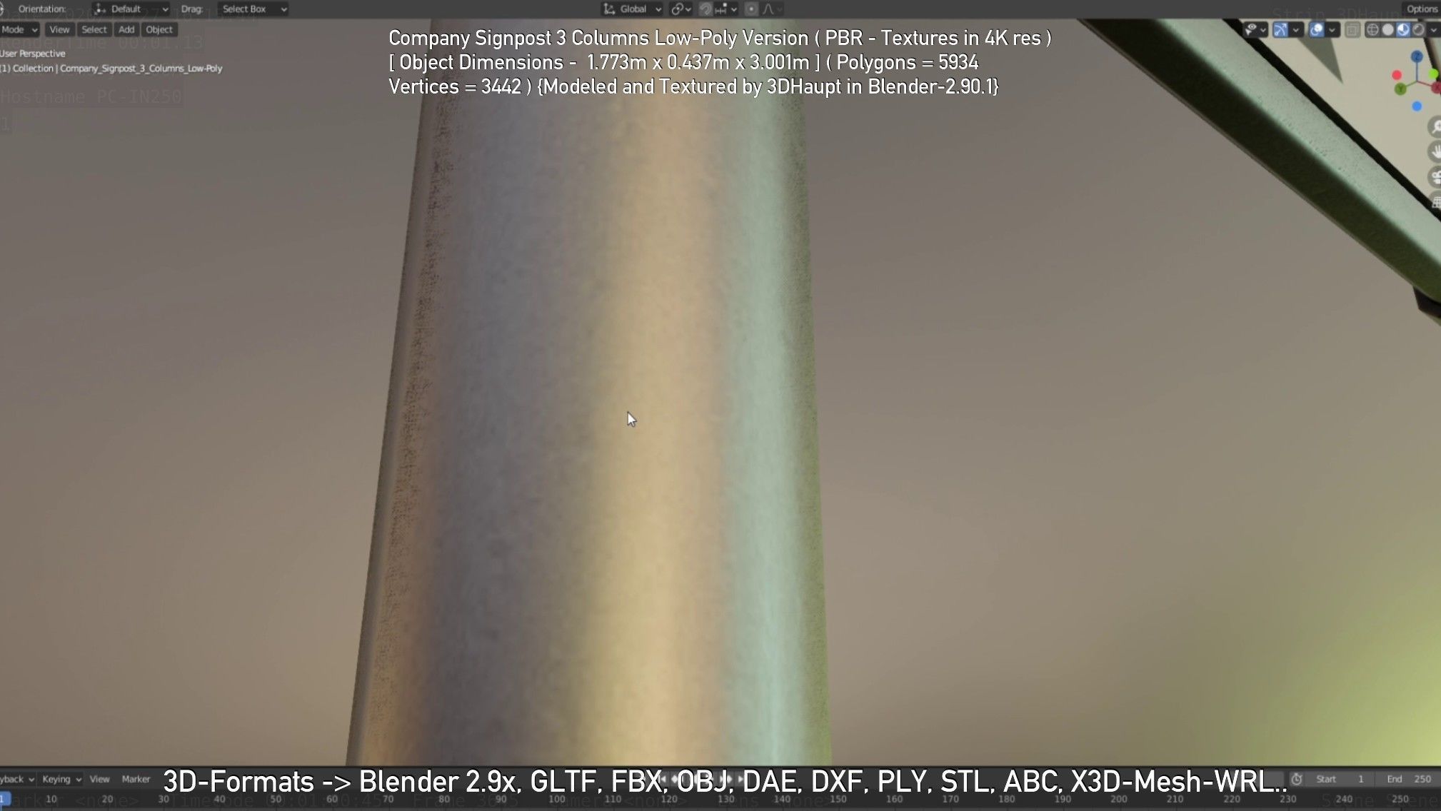 Company Signpost 3 Columns Low-Poly Version Low-poly 3D model_77