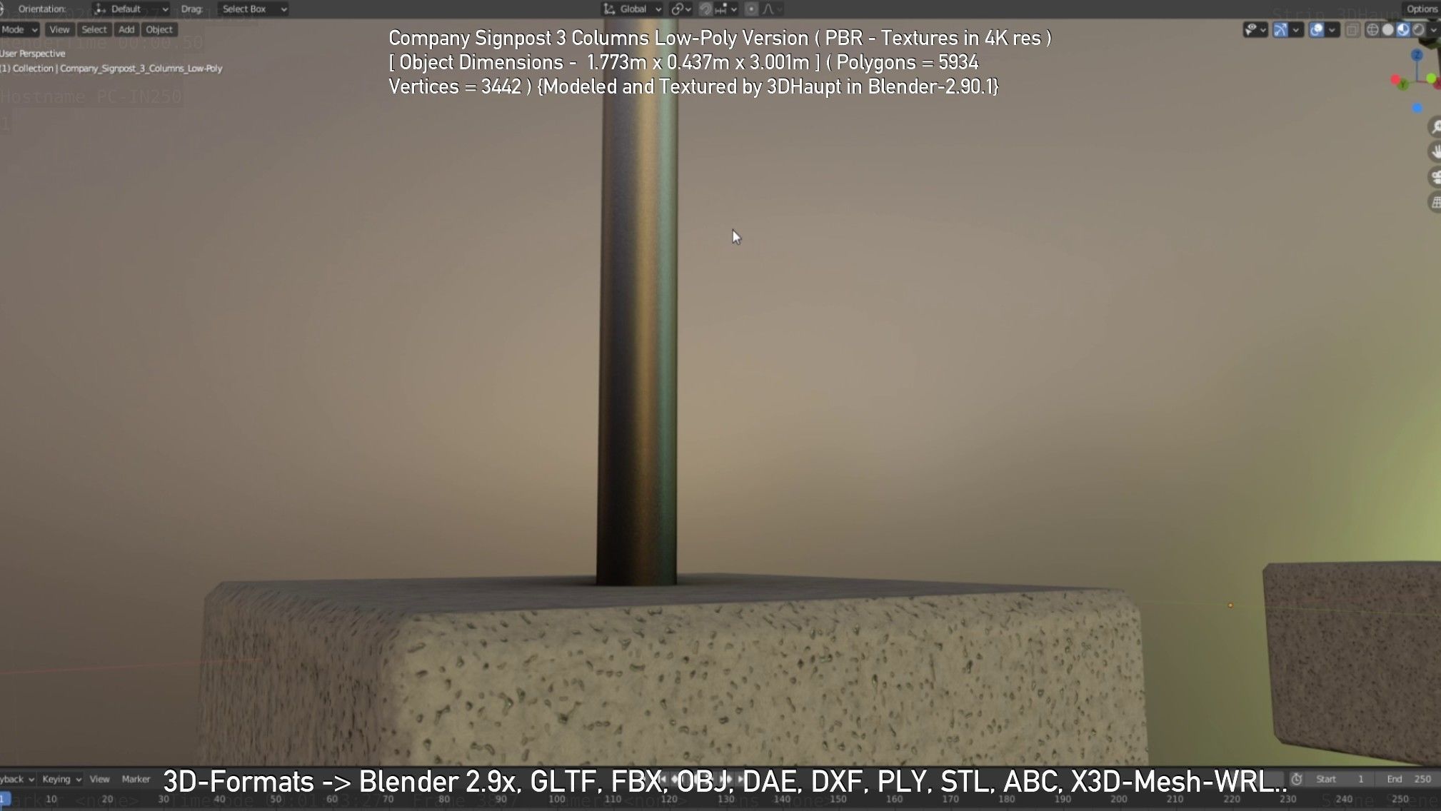 Company Signpost 3 Columns Low-Poly Version Low-poly 3D model_19