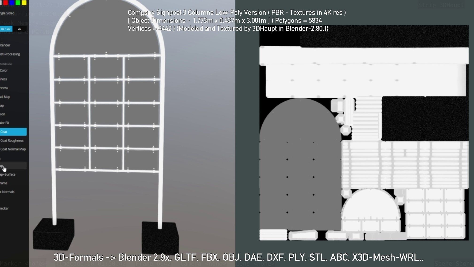 Company Signpost 3 Columns Low-Poly Version Low-poly 3D model_98