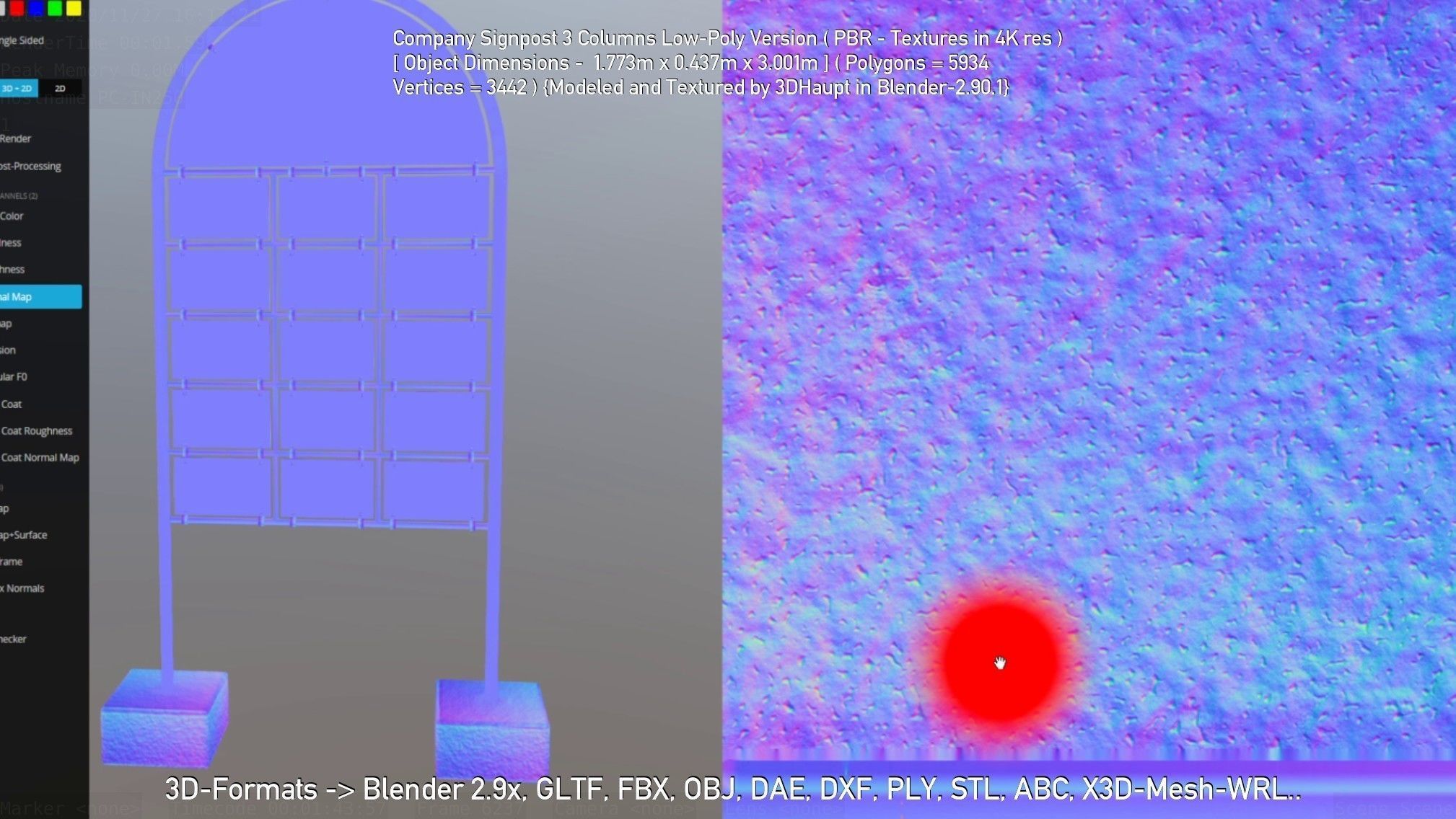 Company Signpost 3 Columns Low-Poly Version Low-poly 3D model_62