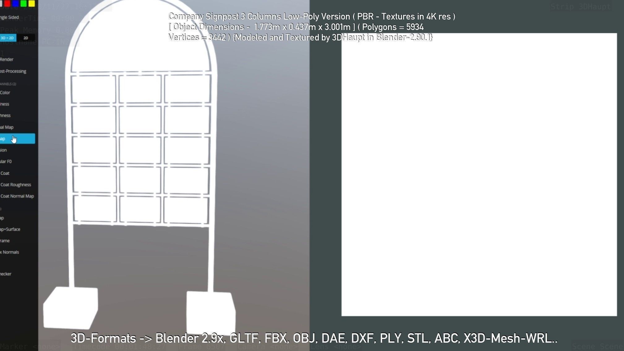 Company Signpost 3 Columns Low-Poly Version Low-poly 3D model_96
