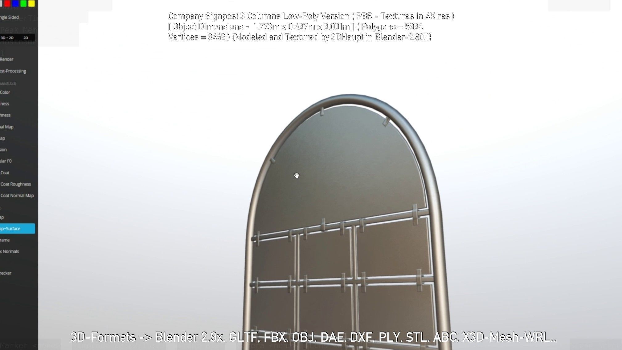 Company Signpost 3 Columns Low-Poly Version Low-poly 3D model_123