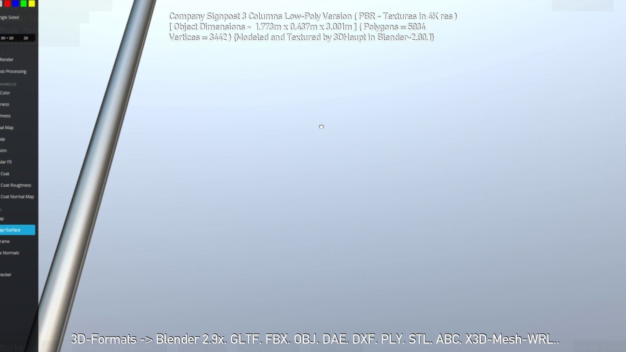 Company Signpost 3 Columns Low-Poly Version Low-poly 3D model_104