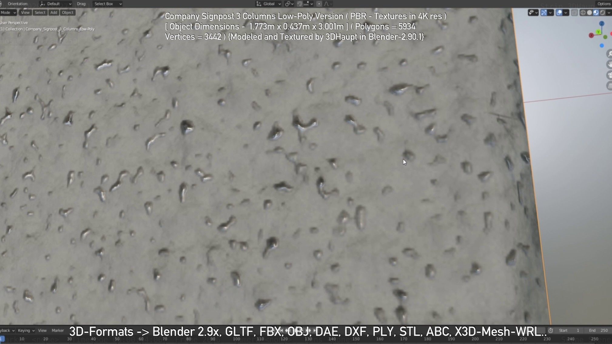 Company Signpost 3 Columns Low-Poly Version Low-poly 3D model_11