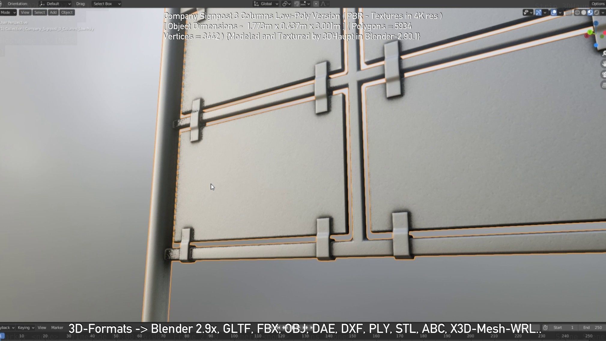 Company Signpost 3 Columns Low-Poly Version Low-poly 3D model_67