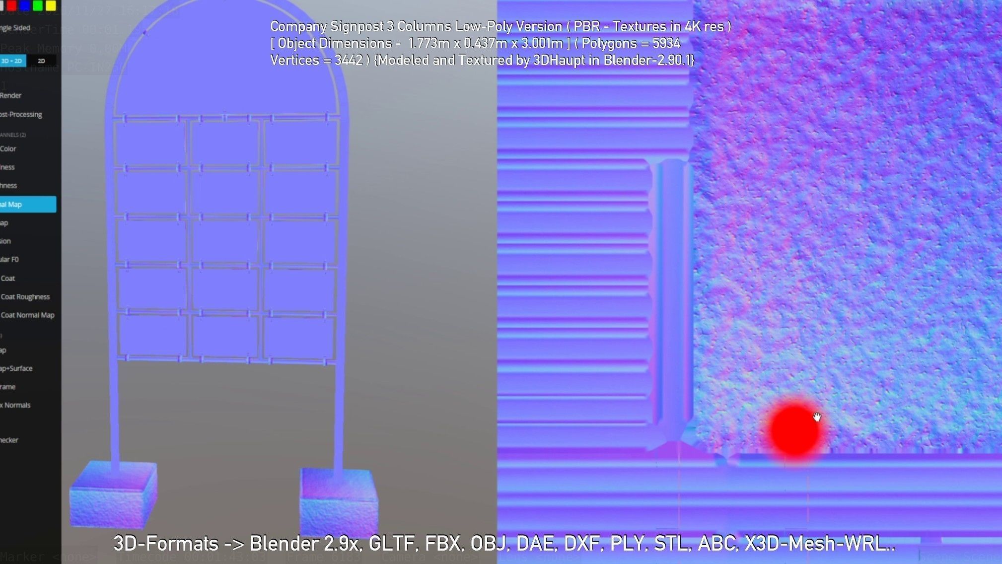 Company Signpost 3 Columns Low-Poly Version Low-poly 3D model_94