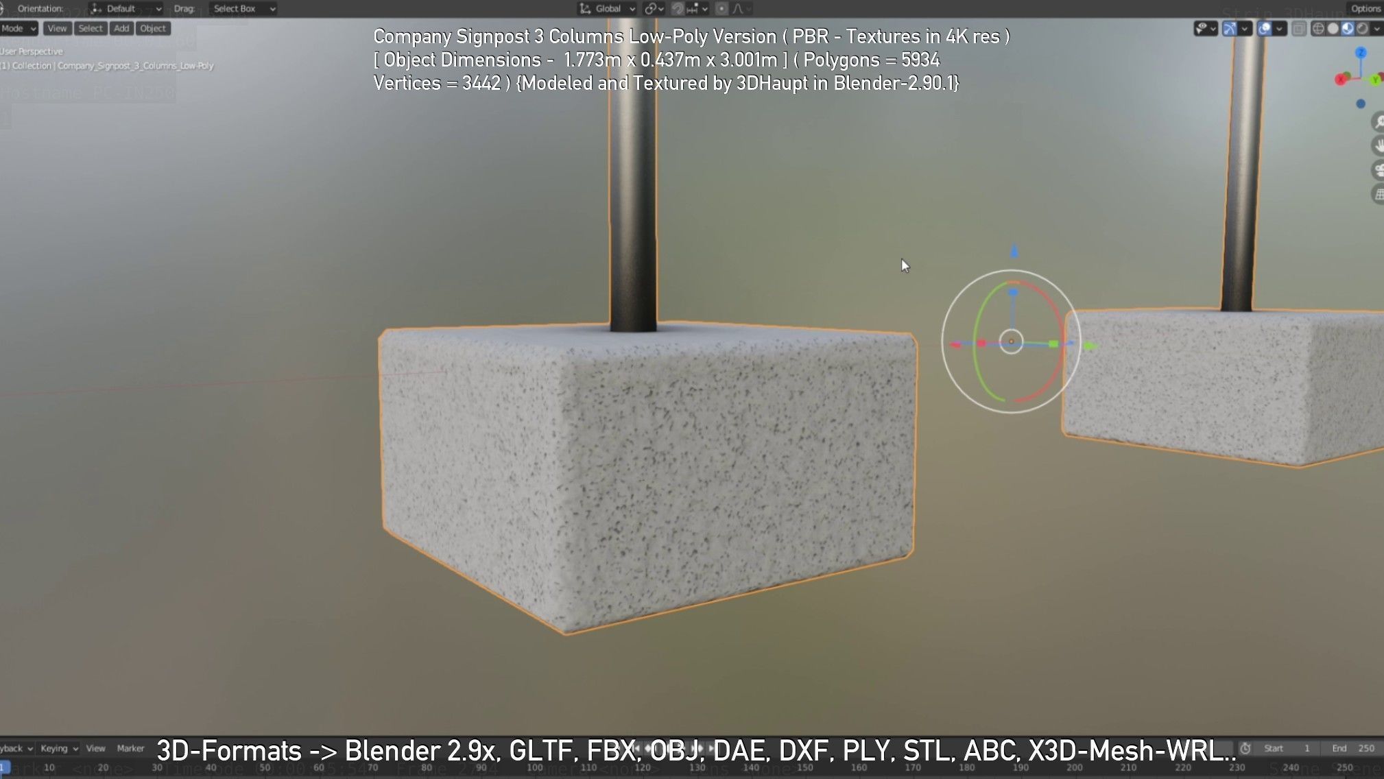 Company Signpost 3 Columns Low-Poly Version Low-poly 3D model_49