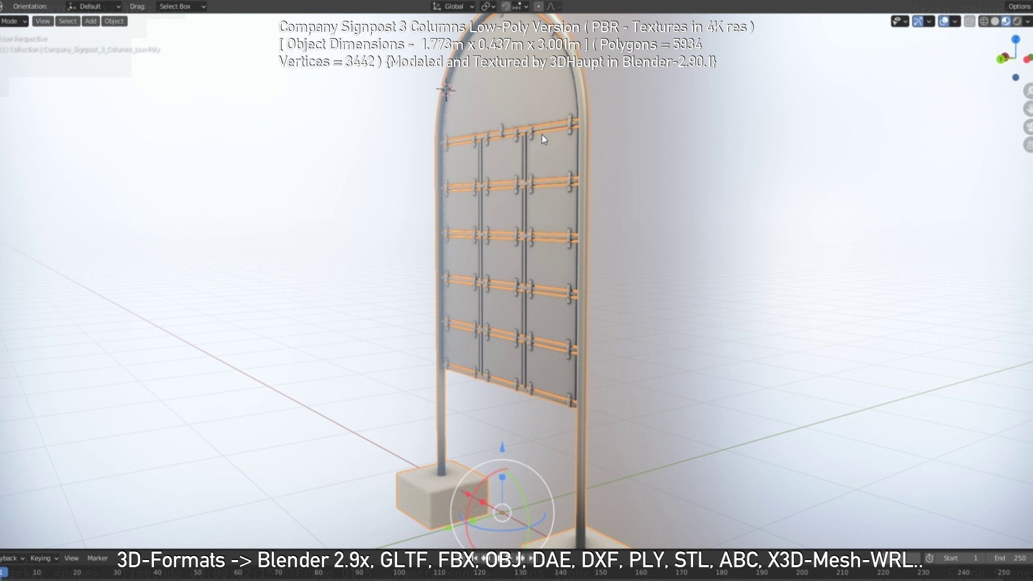 Company Signpost 3 Columns Low-Poly Version Low-poly 3D model_8