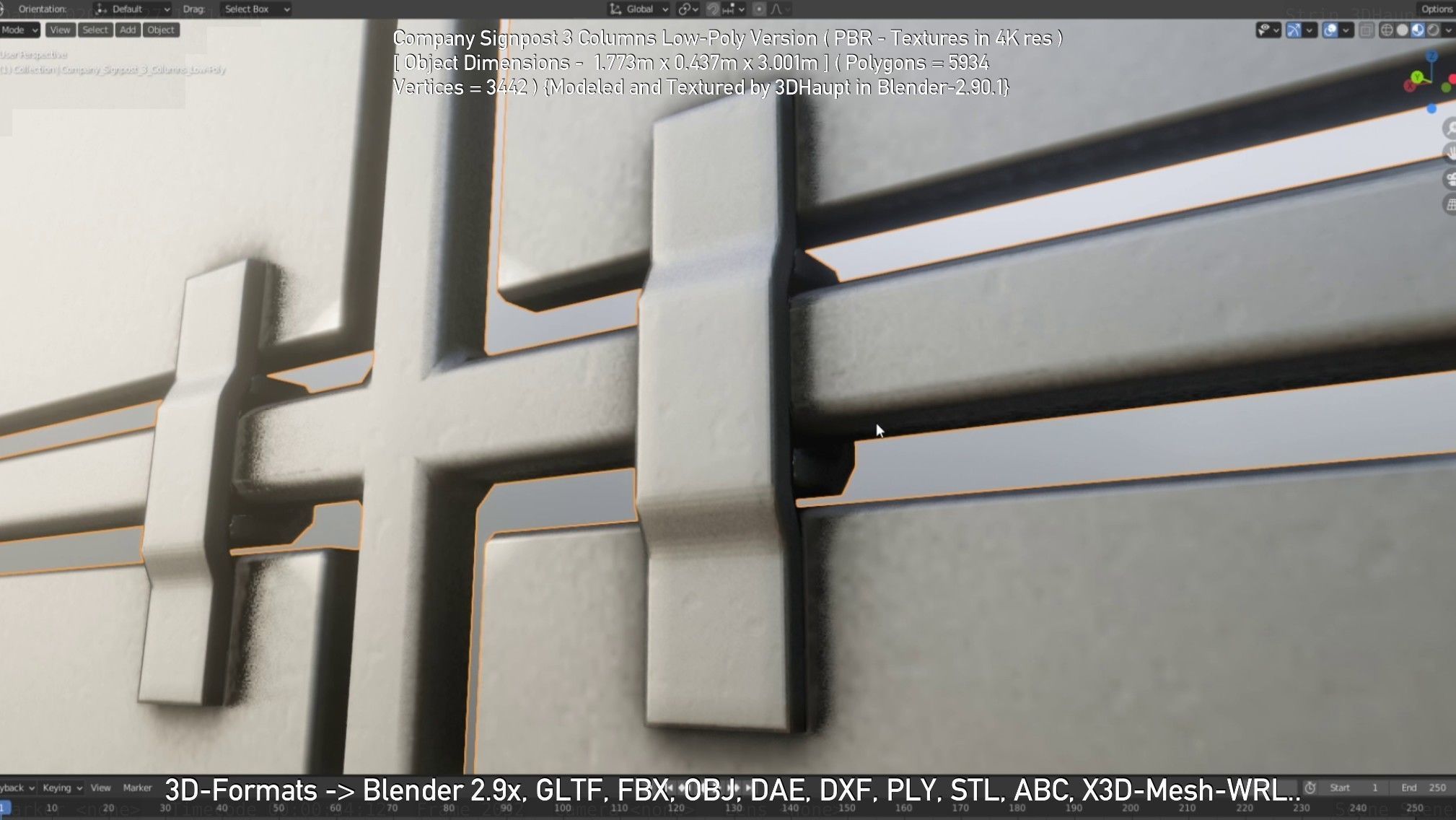 Company Signpost 3 Columns Low-Poly Version Low-poly 3D model_47