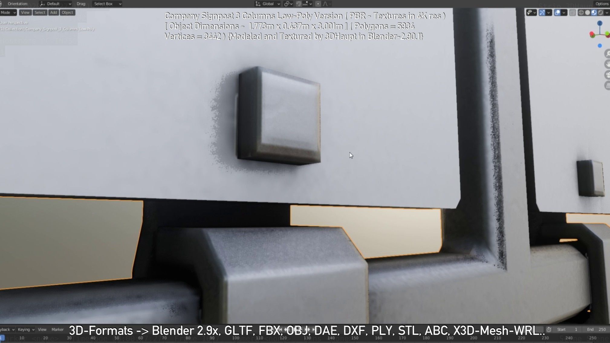 Company Signpost 3 Columns Low-Poly Version Low-poly 3D model_24