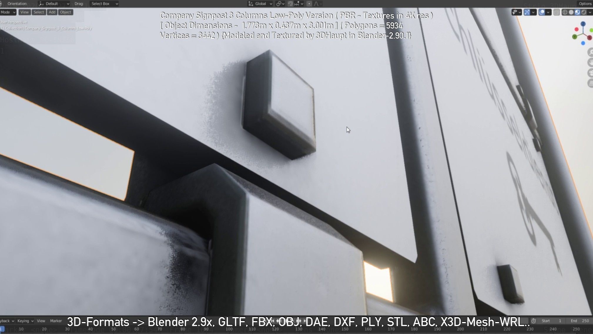 Company Signpost 3 Columns Low-Poly Version Low-poly 3D model_129