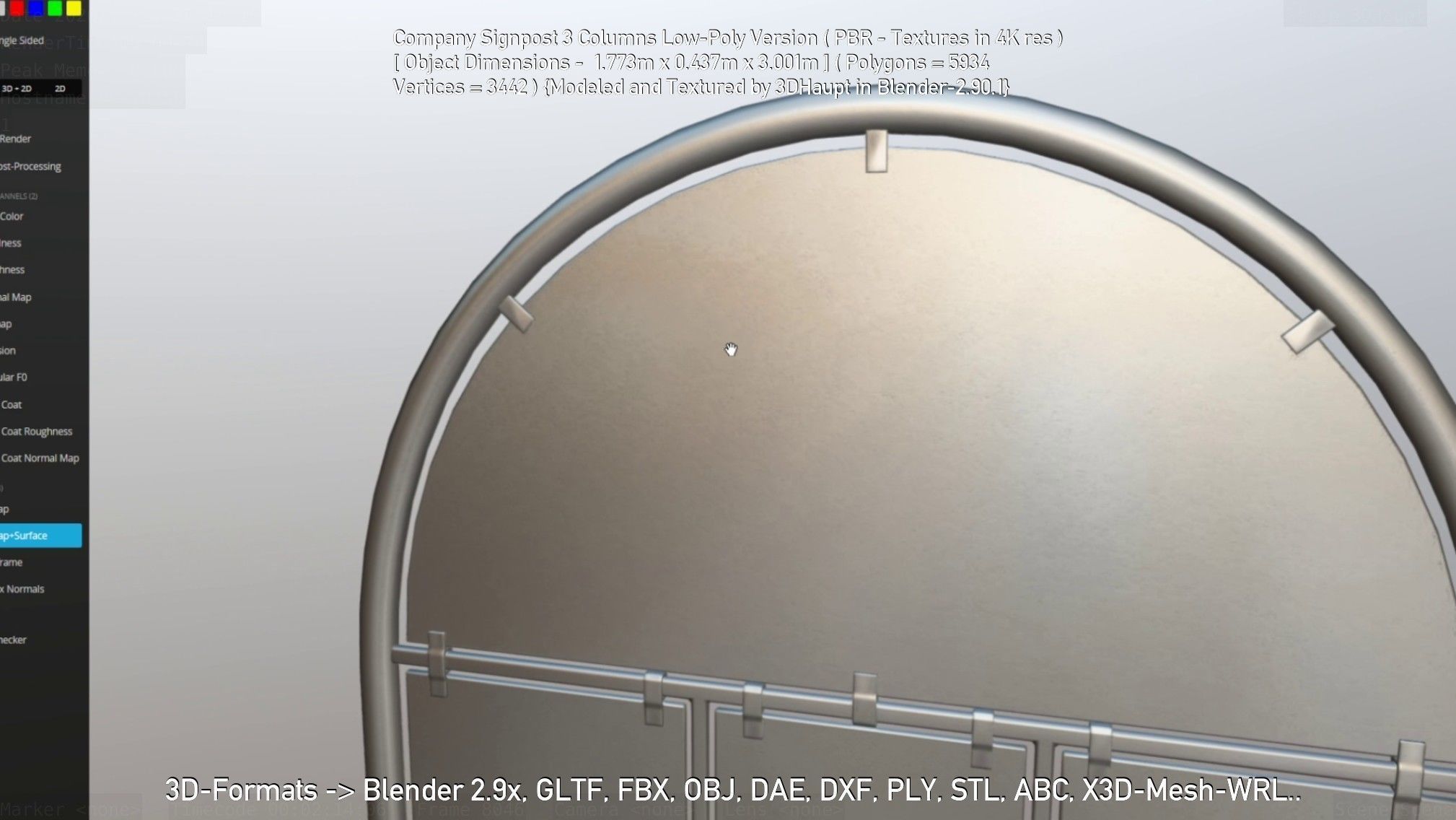 Company Signpost 3 Columns Low-Poly Version Low-poly 3D model_107