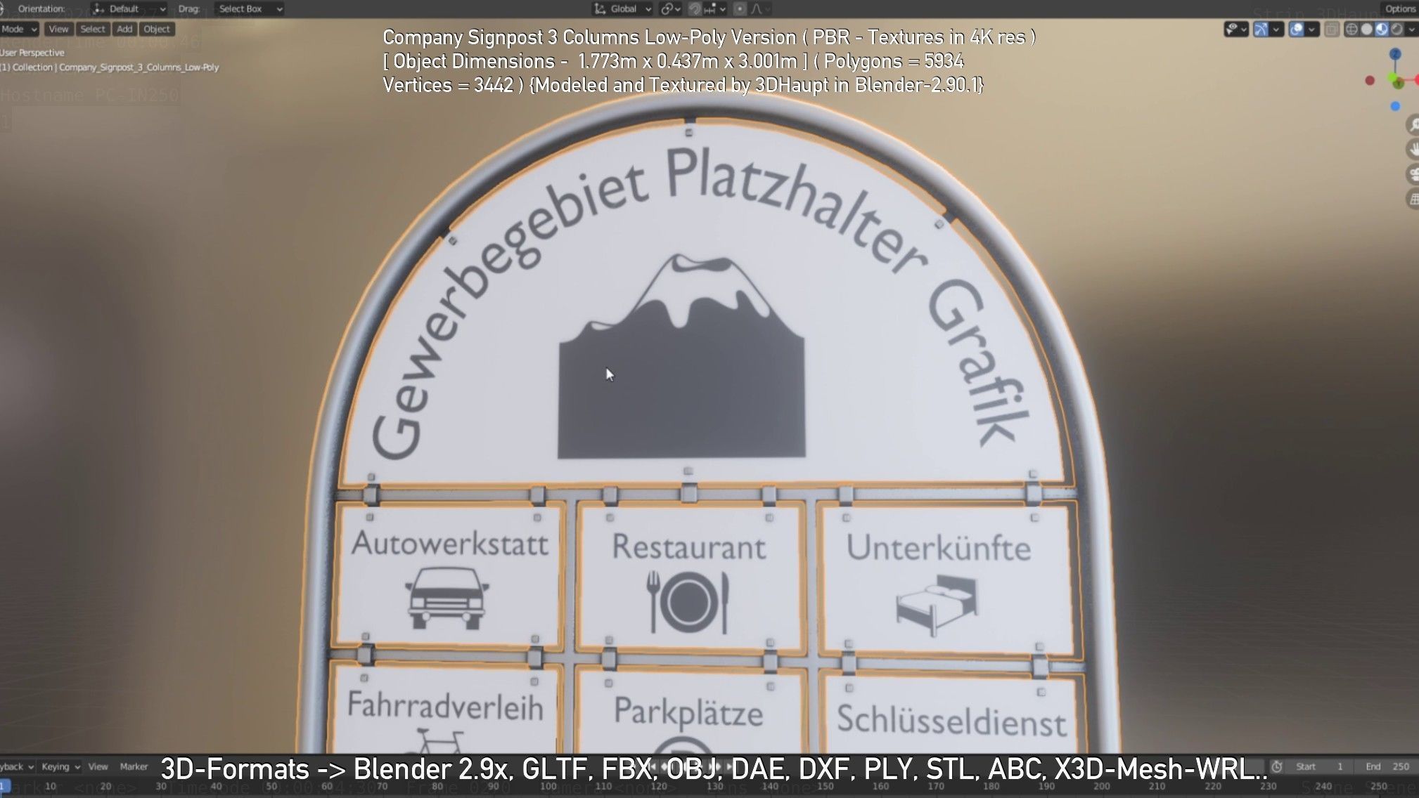 Company Signpost 3 Columns Low-Poly Version Low-poly 3D model_64