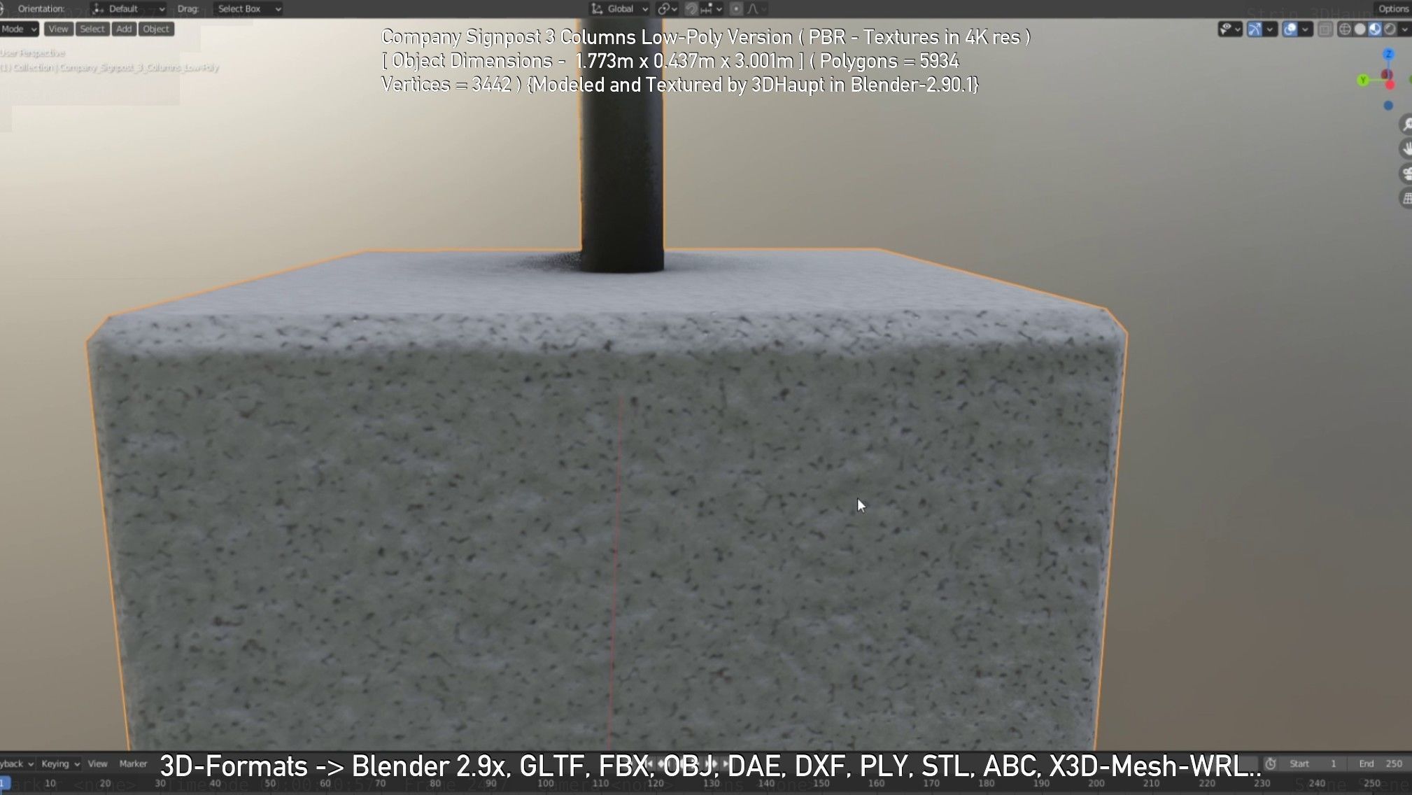 Company Signpost 3 Columns Low-Poly Version Low-poly 3D model_18