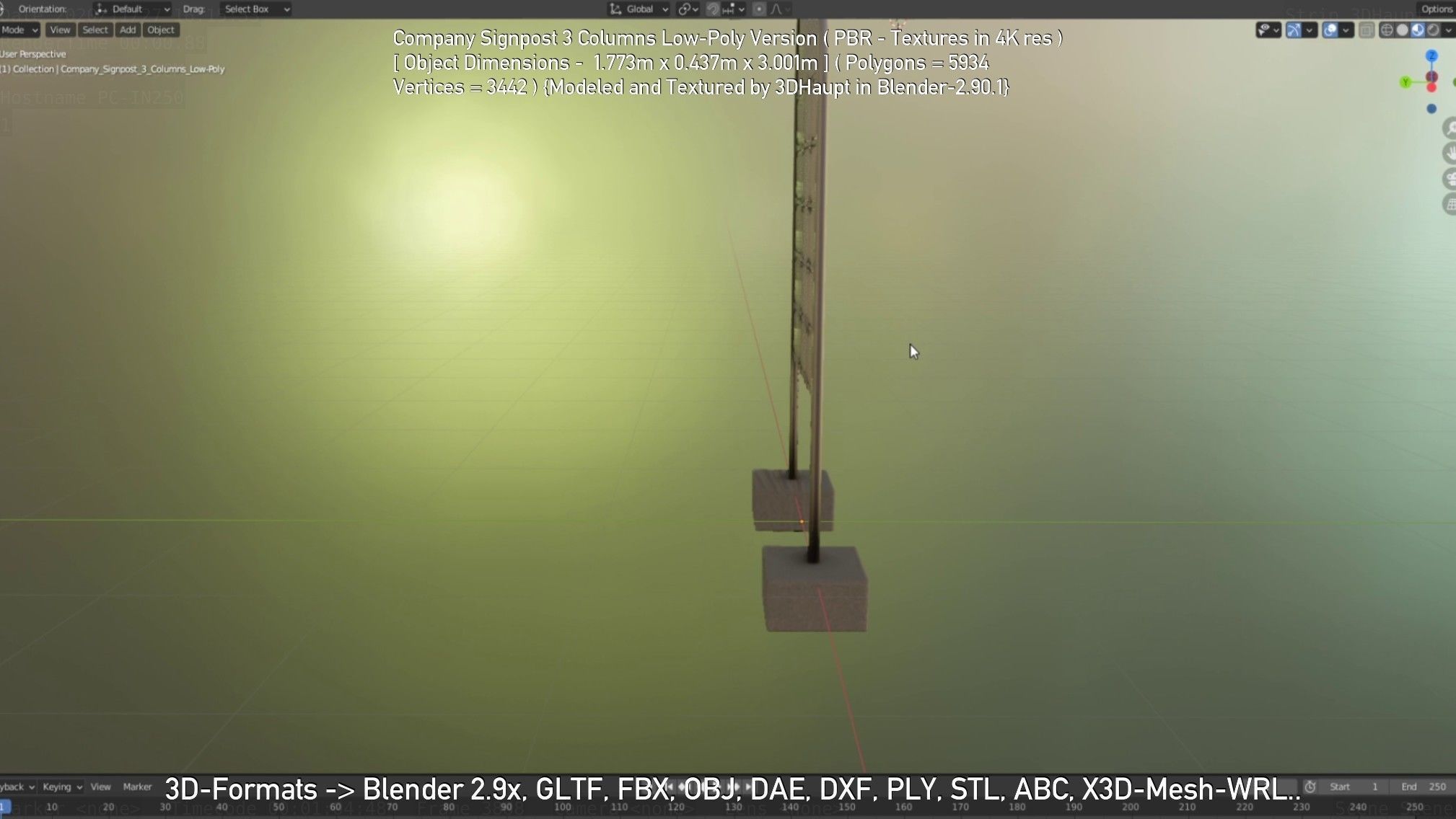 Company Signpost 3 Columns Low-Poly Version Low-poly 3D model_55