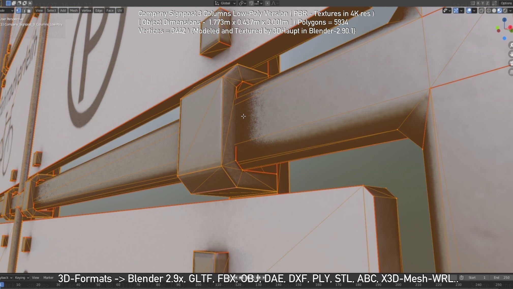 Company Signpost 3 Columns Low-Poly Version Low-poly 3D model_46