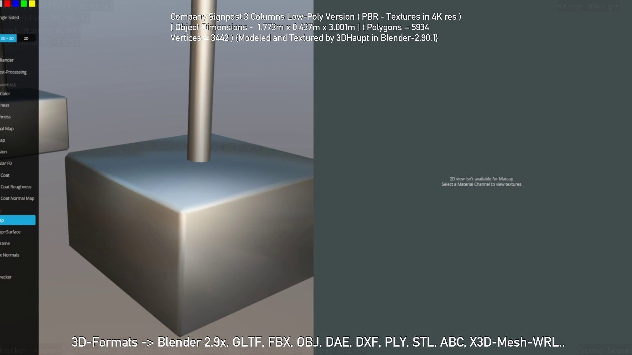 Company Signpost 3 Columns Low-Poly Version Low-poly 3D model_100