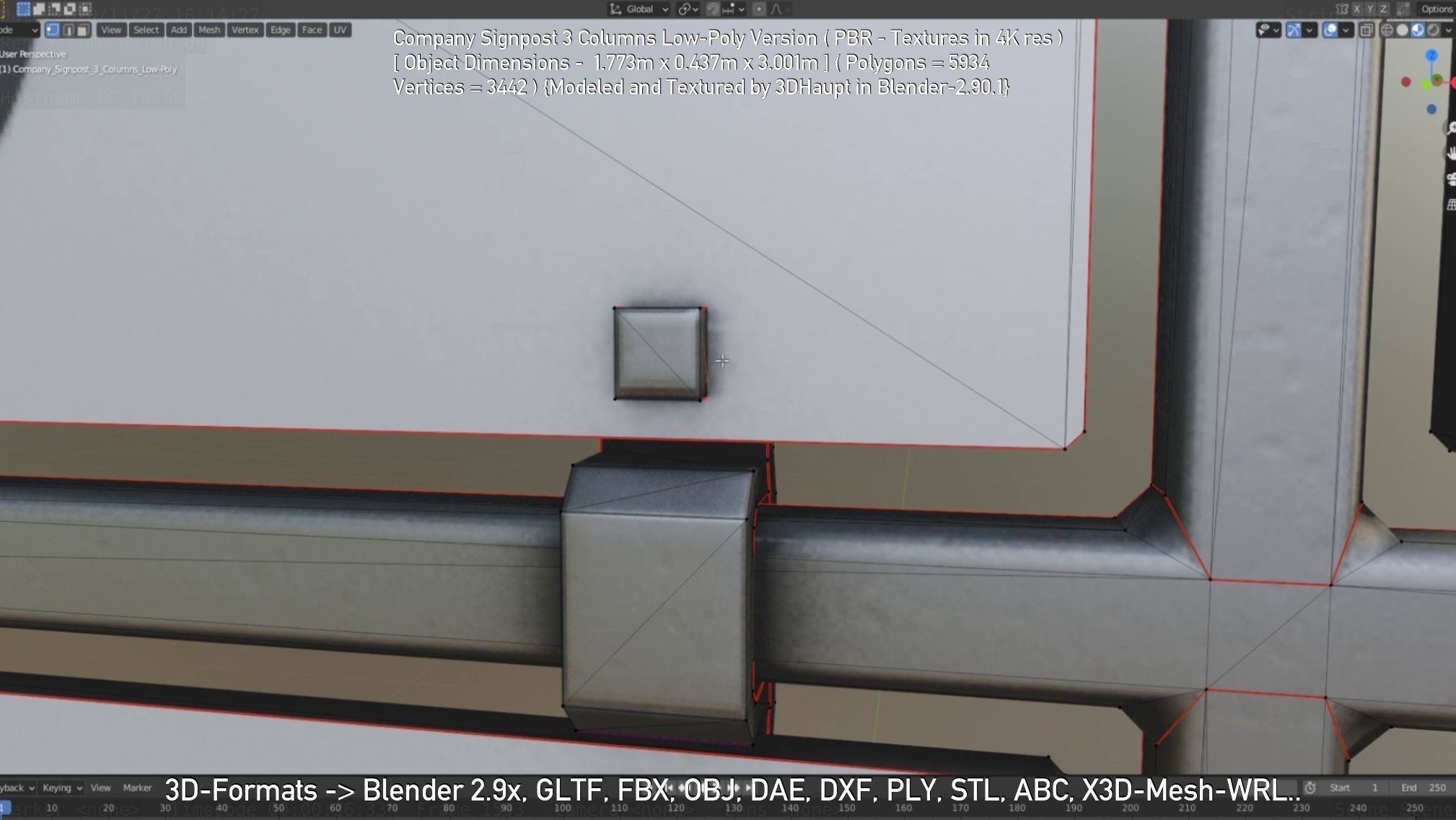 Company Signpost 3 Columns Low-Poly Version Low-poly 3D model_45