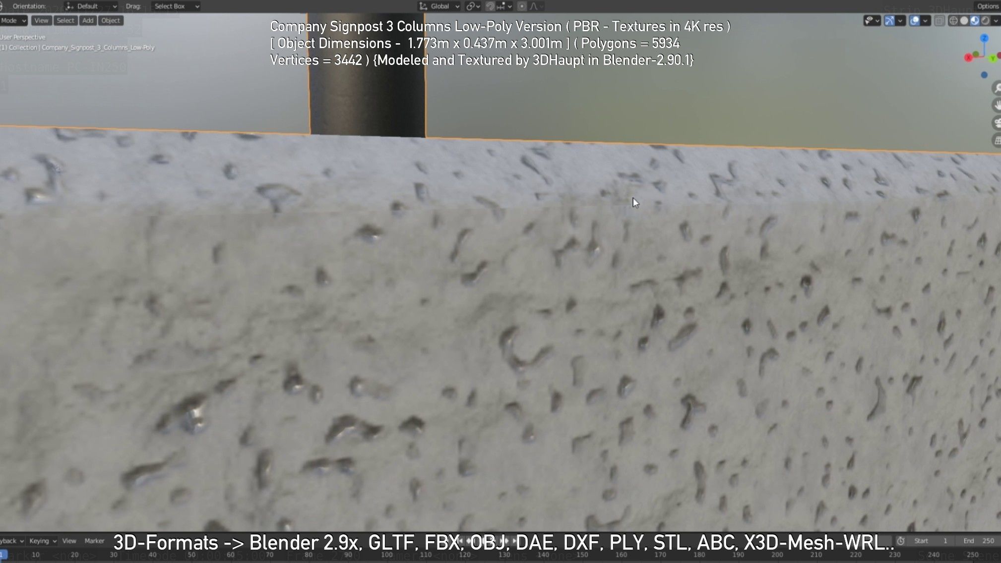 Company Signpost 3 Columns Low-Poly Version Low-poly 3D model_133