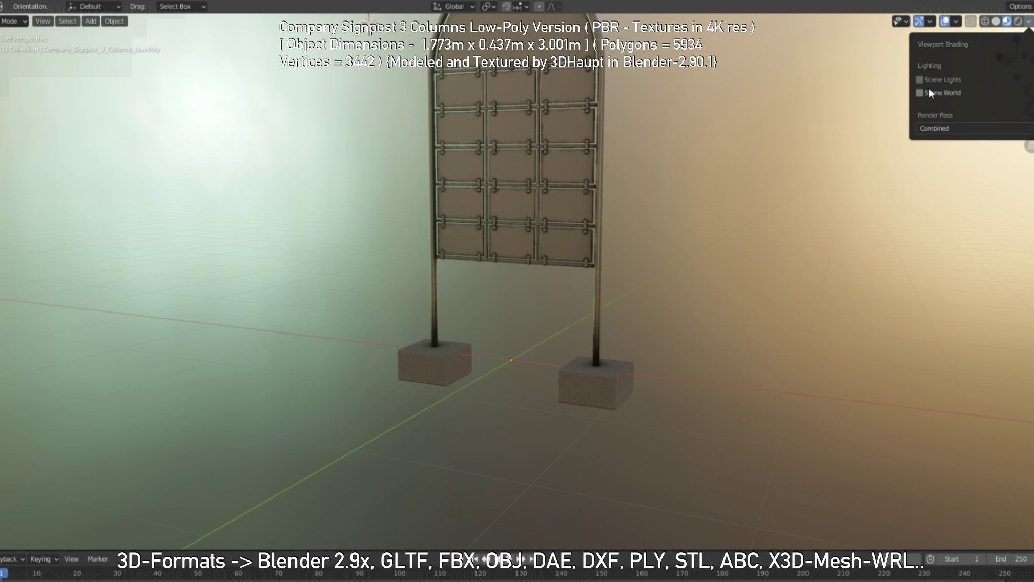Company Signpost 3 Columns Low-Poly Version Low-poly 3D model_80