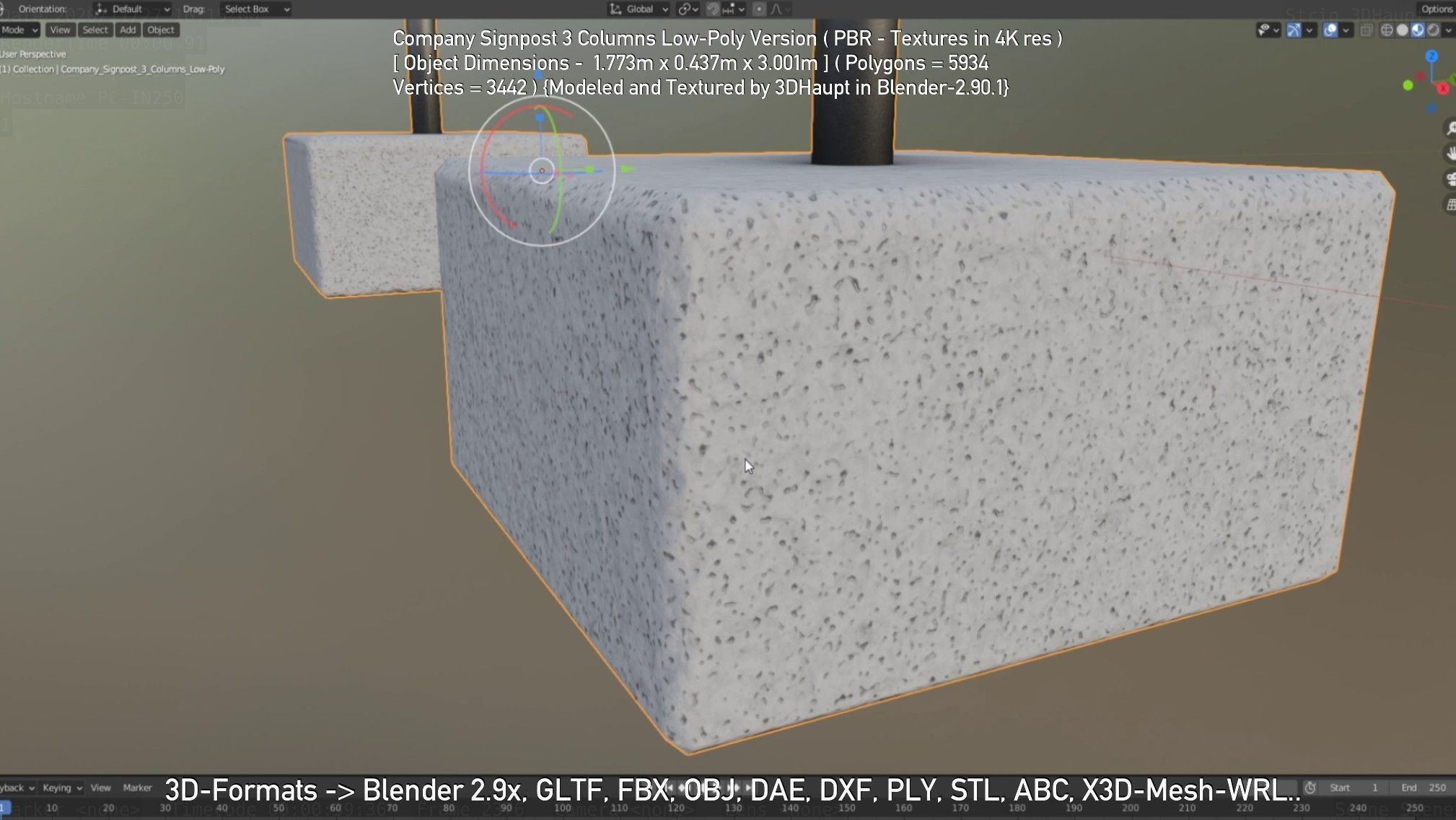 Company Signpost 3 Columns Low-Poly Version Low-poly 3D model_48