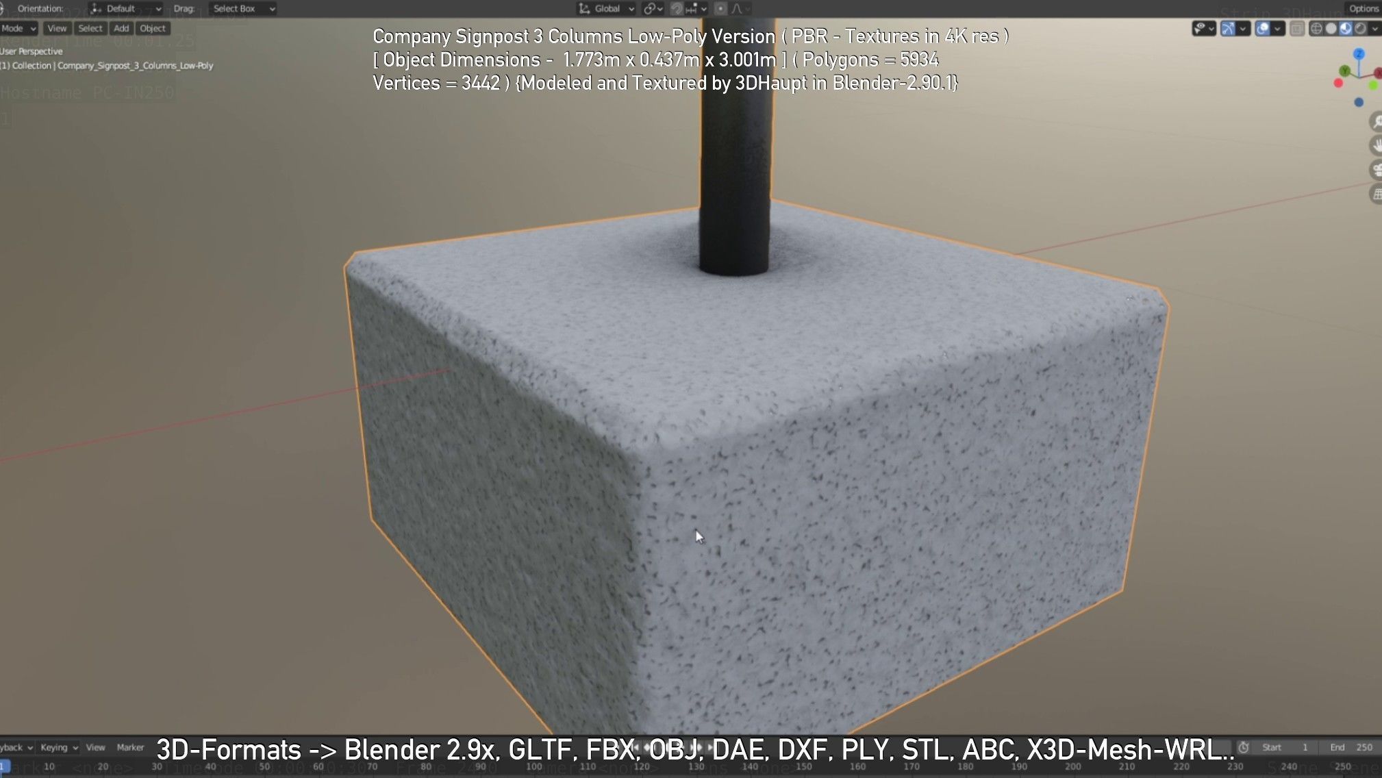 Company Signpost 3 Columns Low-Poly Version Low-poly 3D model_132