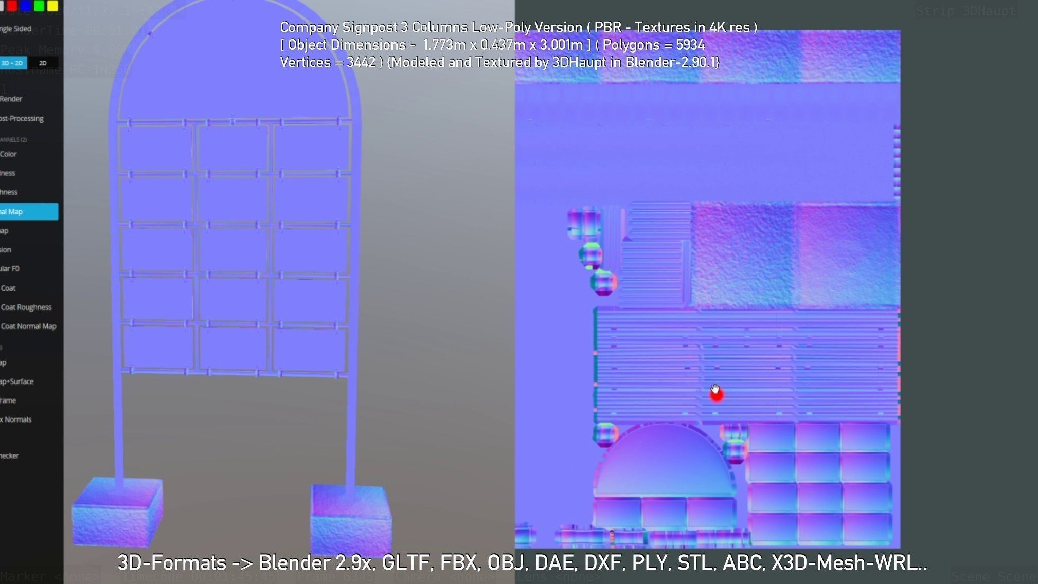 Company Signpost 3 Columns Low-Poly Version Low-poly 3D model_95