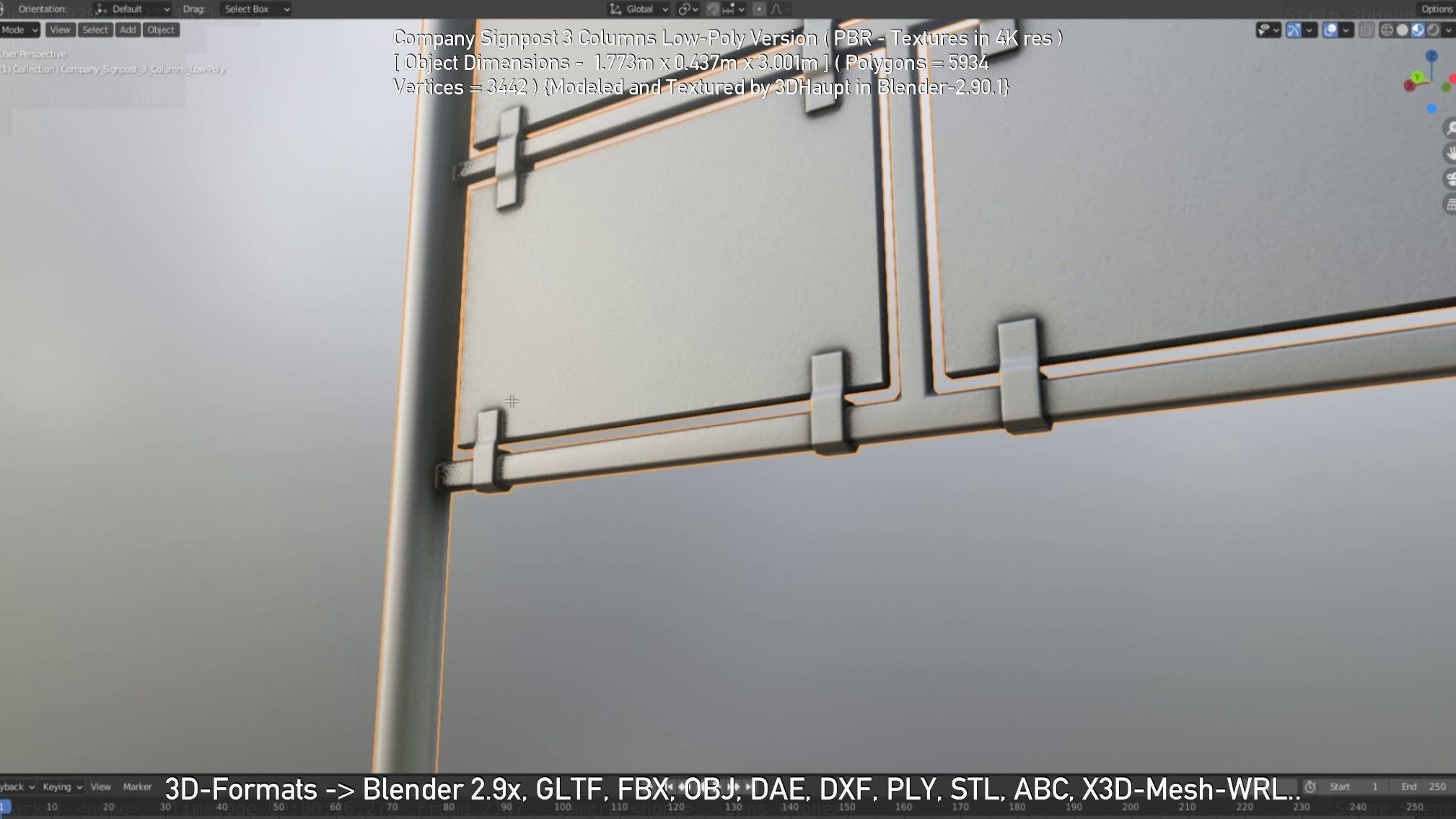 Company Signpost 3 Columns Low-Poly Version Low-poly 3D model_131