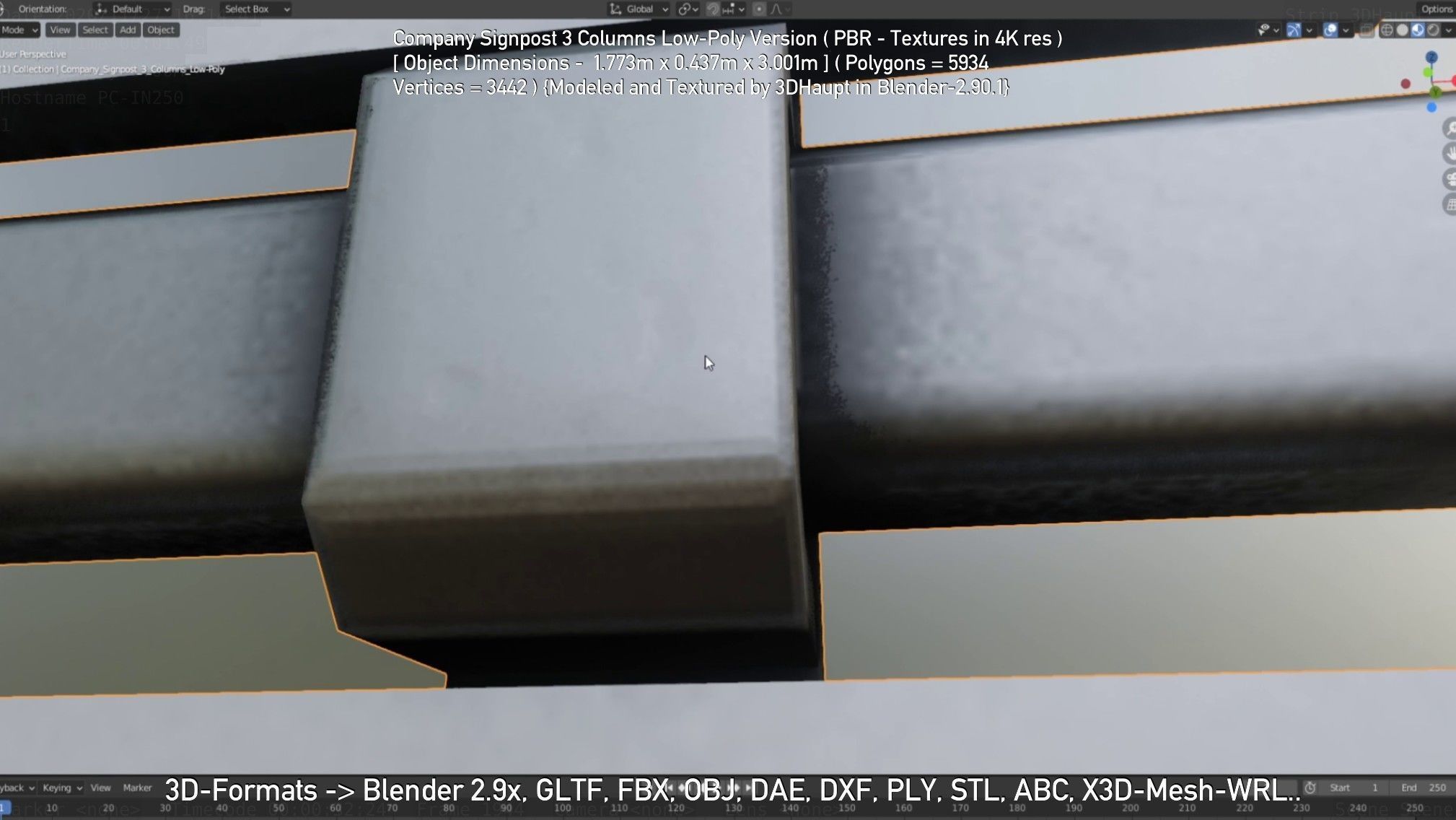 Company Signpost 3 Columns Low-Poly Version Low-poly 3D model_66