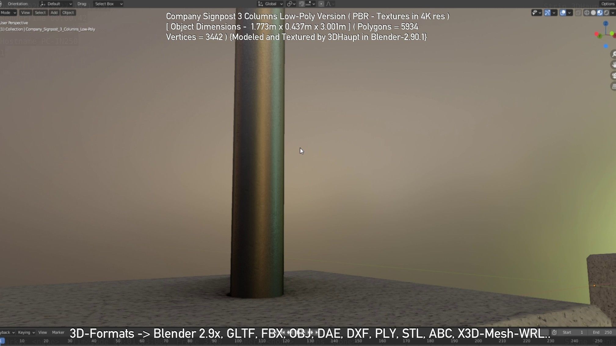 Company Signpost 3 Columns Low-Poly Version Low-poly 3D model_78