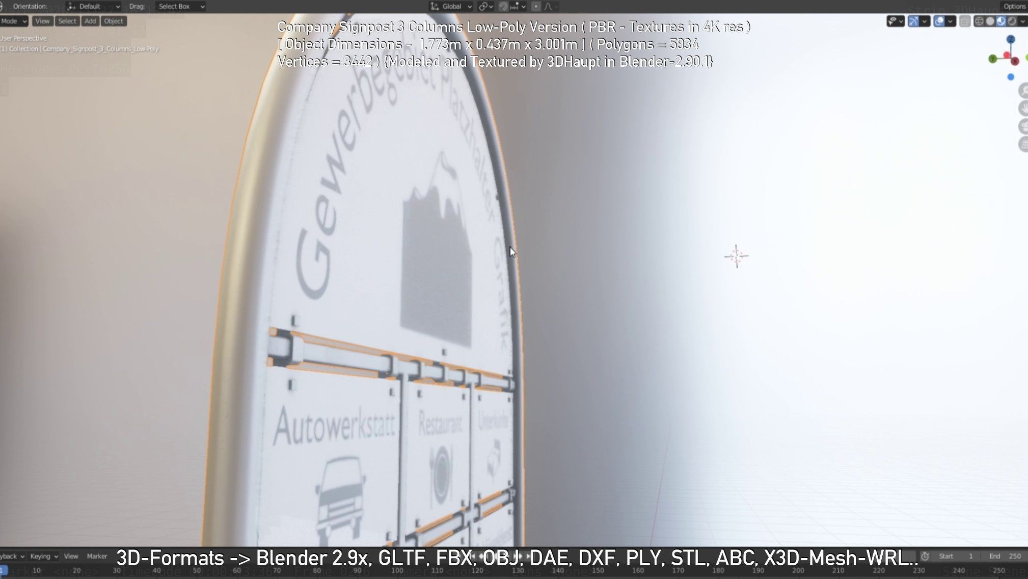 Company Signpost 3 Columns Low-Poly Version Low-poly 3D model_124