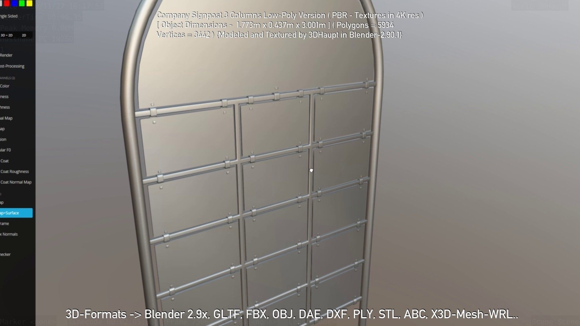 Company Signpost 3 Columns Low-Poly Version Low-poly 3D model_120