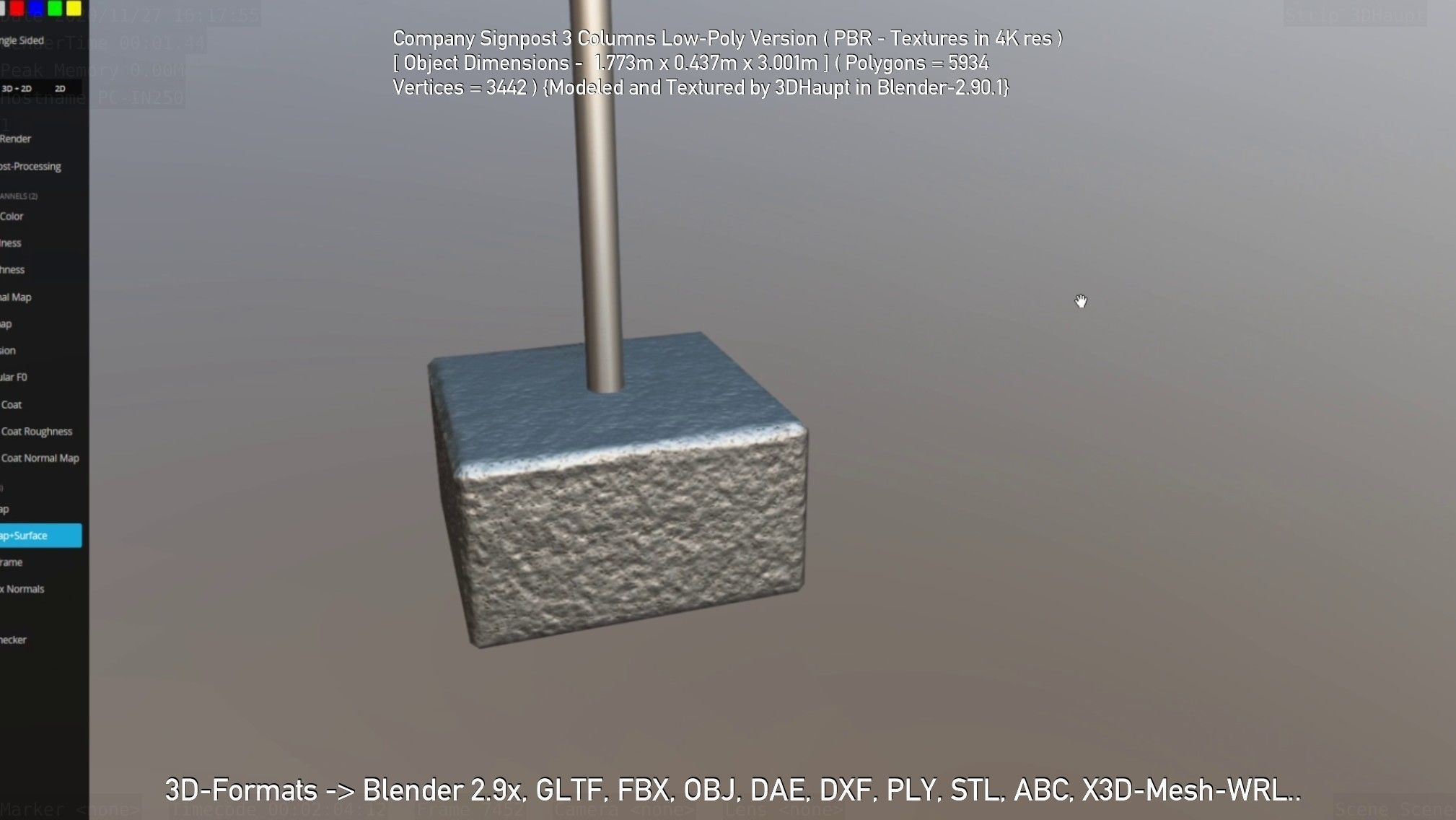 Company Signpost 3 Columns Low-Poly Version Low-poly 3D model_103