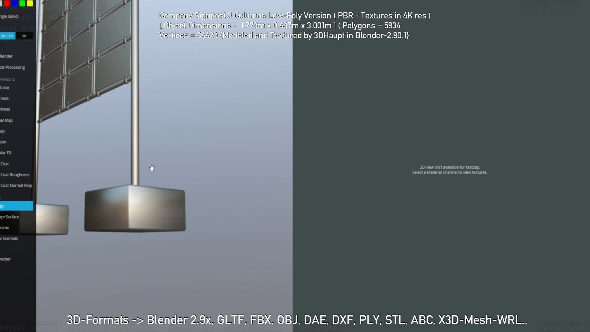 Company Signpost 3 Columns Low-Poly Version Low-poly 3D model_99