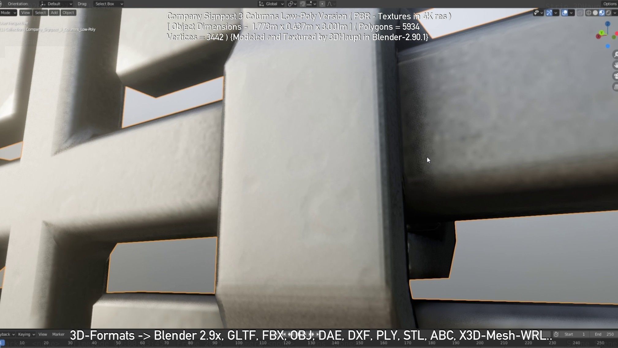 Company Signpost 3 Columns Low-Poly Version Low-poly 3D model_16