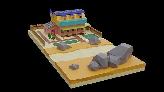 House in the desert Free low-poly 3D model