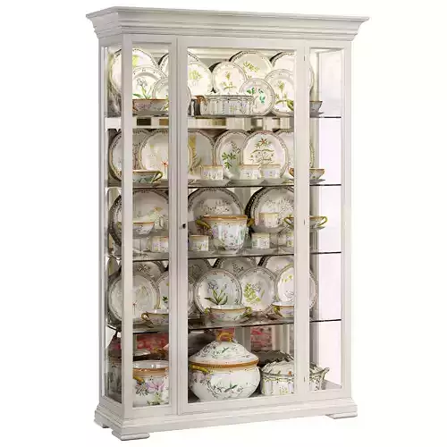 Classical display cabinet with porcelain table service 3D model