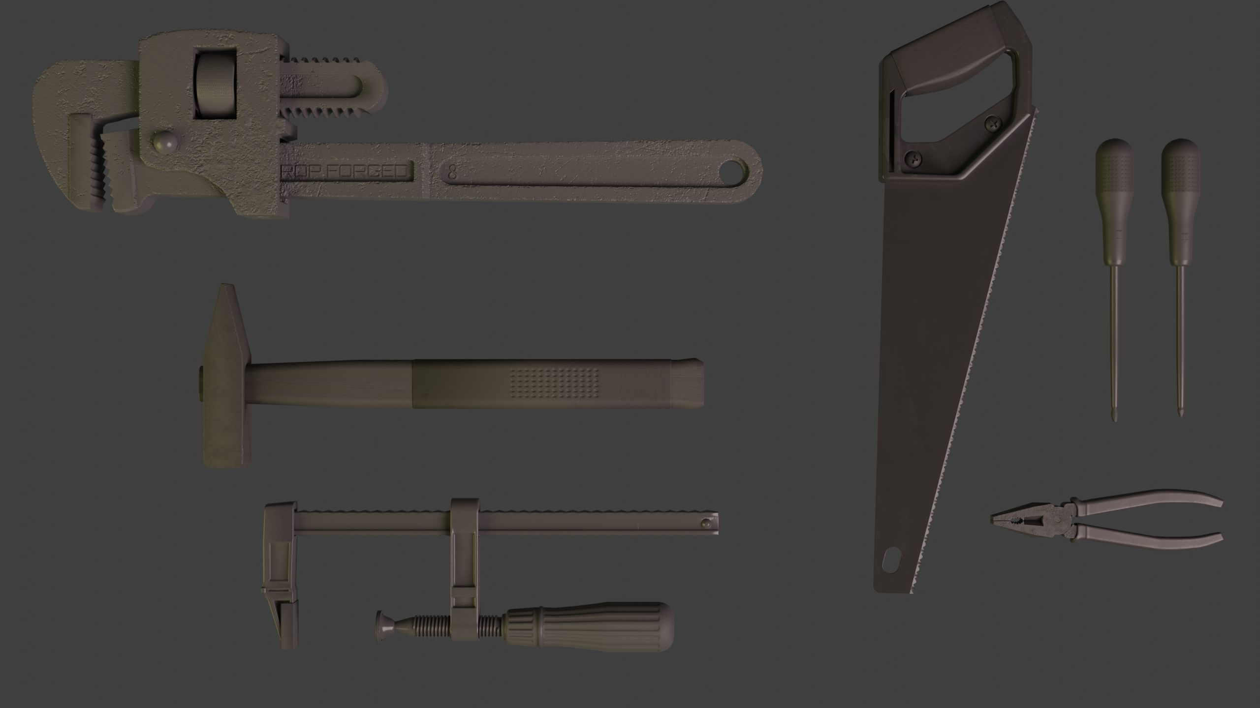 Work Tools Low-poly 3D model_5