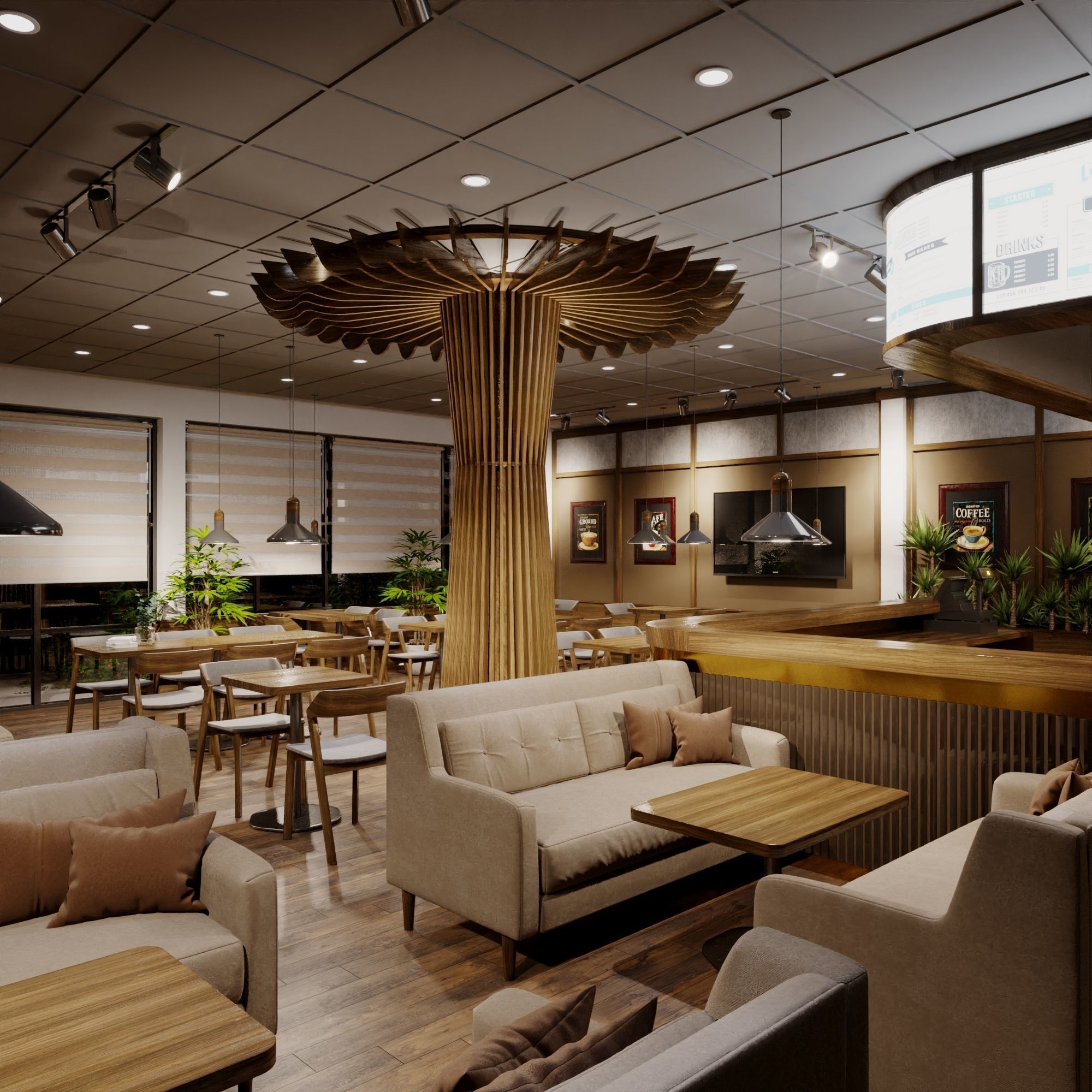 Interior Cafe Scene for 3ds Max Corona Render 3D model 3D model_11