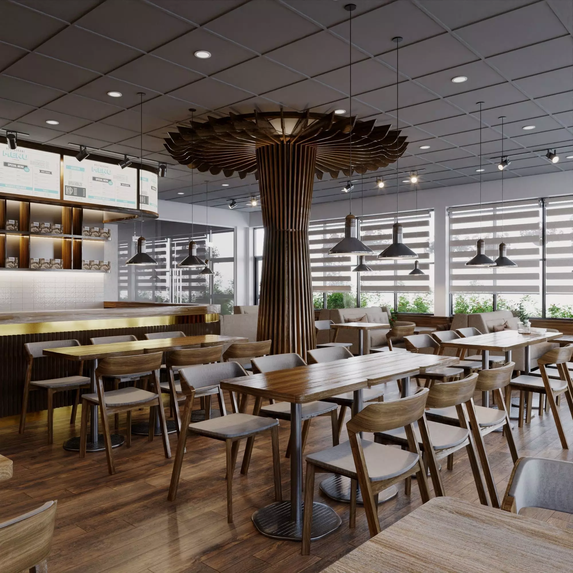 Interior Cafe Scene for 3ds Max Corona Render 3D model 3D model_0