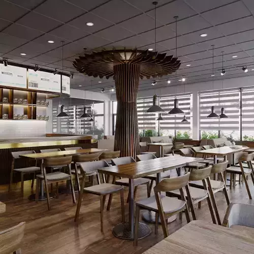 Interior Cafe Scene for 3ds Max Corona Render 3D model