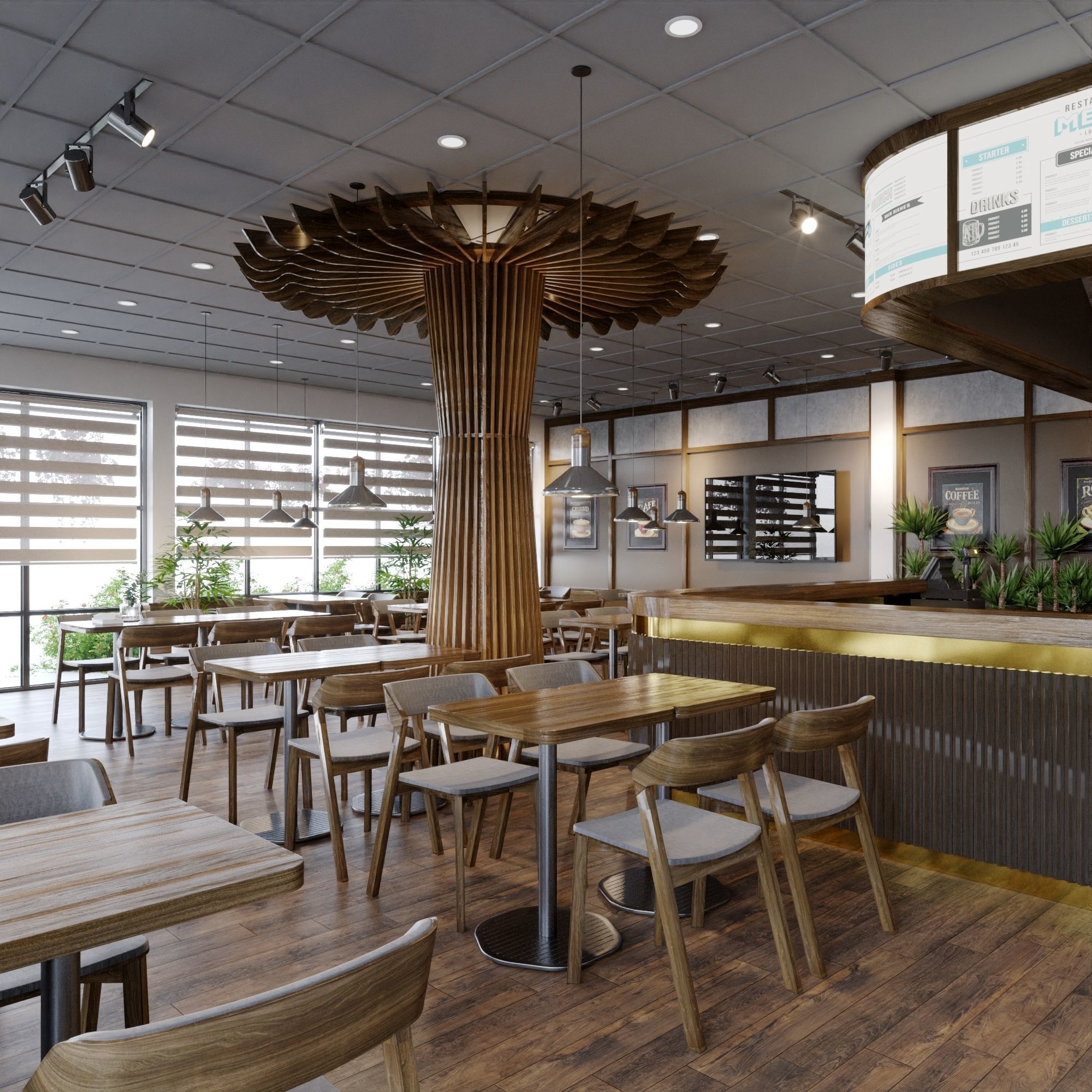 Interior Cafe Scene for 3ds Max Corona Render 3D model 3D model_4